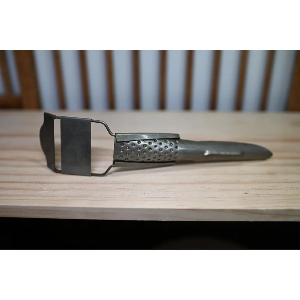 Vintage Corer Ice Shaver Grater Kitchen Utensil Silver Metal 9 Inch Primitive